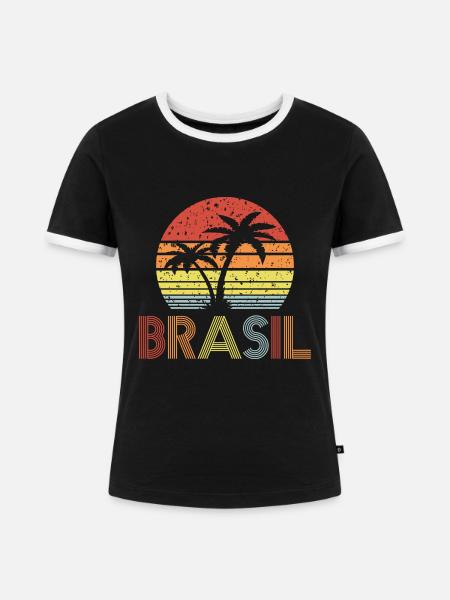 Brasil - Frauen Kontrast-T-Shirt - Schwarz/Weiß