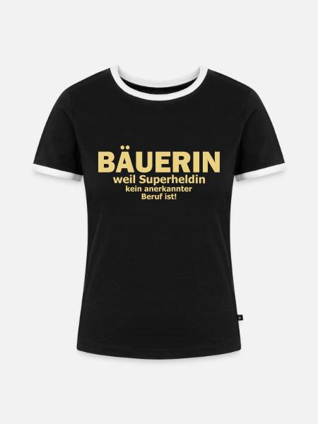 bäuerin - Frauen Kontrast-T-Shirt - Schwarz/Weiß