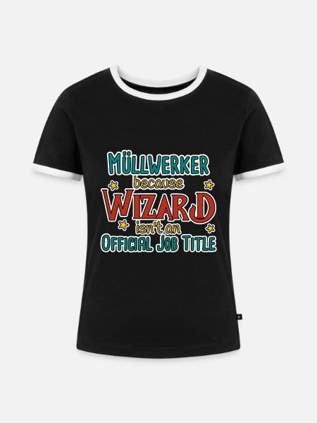 Müllwerker Wizard - Frauen Kontrast-T-Shirt - Schwarz/Weiß