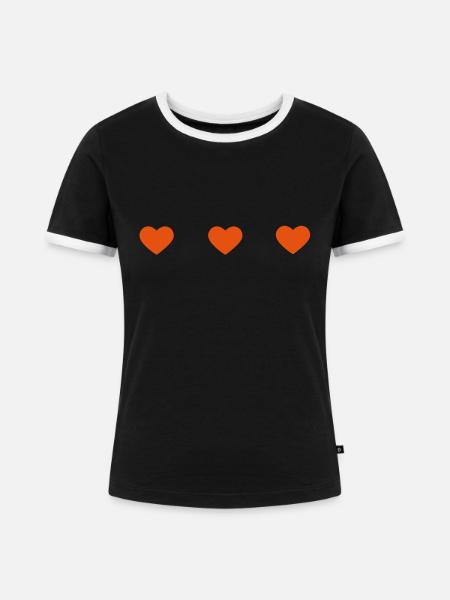 drei herzchen - Frauen Kontrast-T-Shirt - Schwarz/Weiß