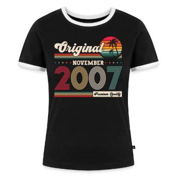 16. Geburtstag Vintage November Jahrgang 2007 - Frauen Kontrast-T-Shirt - Schwarz/Weiß - Vorne - Selfina (174cm)