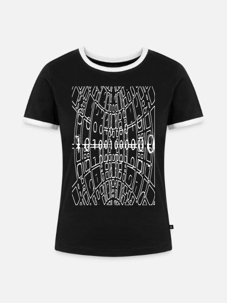 Verzerrte Raster-Tunnel - Frauen Kontrast-T-Shirt - Schwarz/Weiß