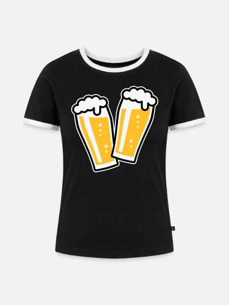 XDoppelter Willie (3) - Frauen Kontrast-T-Shirt - Schwarz/Weiß