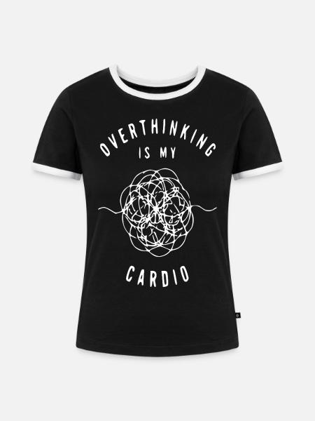 Overthinking Cardio: Scribble Loop - Frauen Kontrast-T-Shirt - Schwarz/Weiß