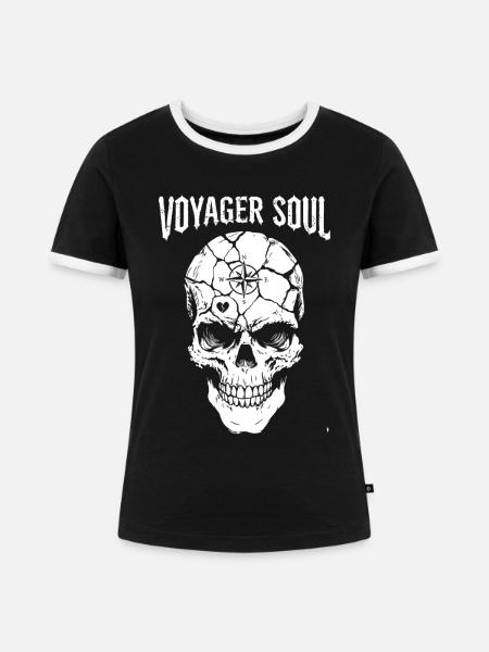 Reisendes Schädel: Seele der Expedition - Frauen Kontrast-T-Shirt - Schwarz/Weiß