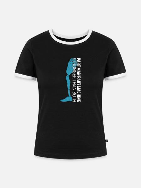 Teil Mensch Teil Maschine - Frauen Kontrast-T-Shirt - Schwarz/Weiß