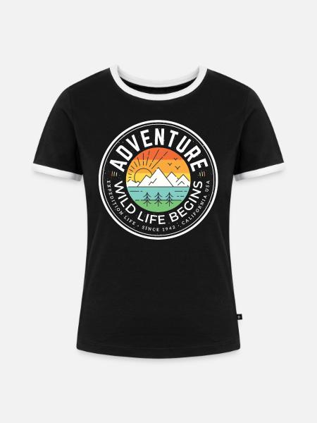 Abenteuer - Frauen Kontrast-T-Shirt - Schwarz/Weiß