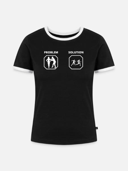 PROBLEMLÖSUNG Wird ausgeführt - Frauen Kontrast-T-Shirt - Schwarz/Weiß