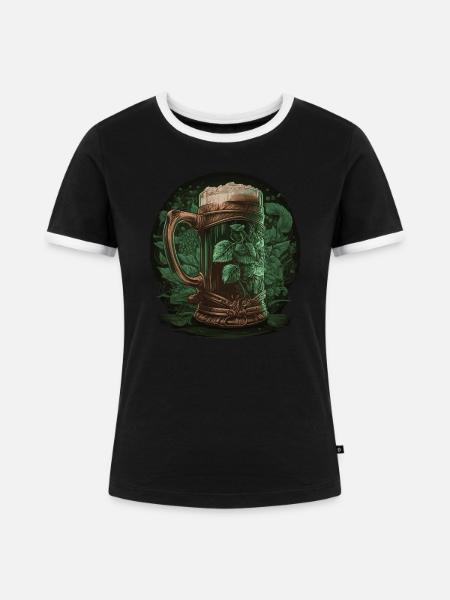 Biertrinken - Frauen Kontrast-T-Shirt - Schwarz/Weiß