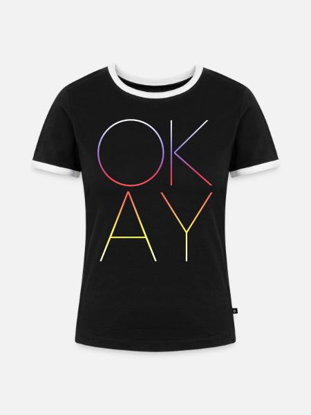 OKAY - Ok - Frauen Kontrast-T-Shirt - Schwarz/Weiß