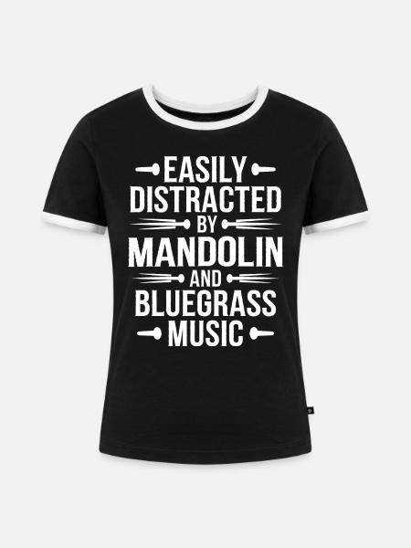 Mandolinen- und Bluegrass-Liebe - Frauen Kontrast-T-Shirt - Schwarz/Weiß