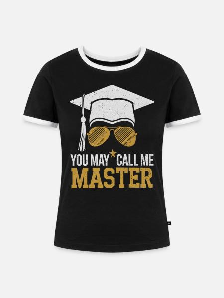 Witziges Design für den Masterabschluss - Frauen Kontrast-T-Shirt - Schwarz/Weiß