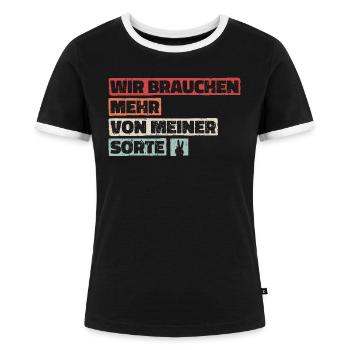 Selbstbewusst Selbstironie Spruch Statement Witz - Frauen Kontrast-T-Shirt - Schwarz/Weiß - Vorne - Selfina (174cm)