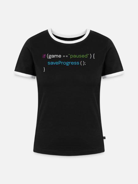 Gaming- und Coding-Design - Frauen Kontrast-T-Shirt - Schwarz/Weiß