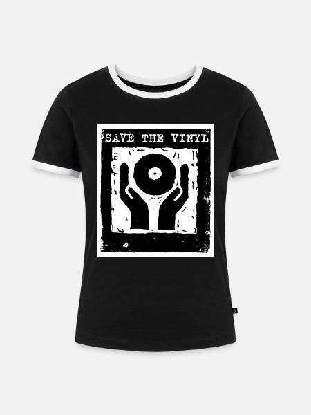 SaveTheVinyl - Frauen Kontrast-T-Shirt - Schwarz/Weiß