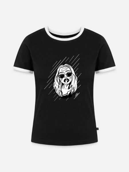 Auf Wiedersehen - Frauen Kontrast-T-Shirt - Schwarz/Weiß