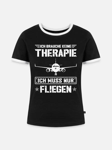 Piloten Flieger Flugzeug Pilot - Frauen Kontrast-T-Shirt - Schwarz/Weiß