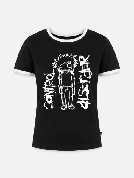 Kontrolle - Frauen Kontrast-T-Shirt - Schwarz/Weiß