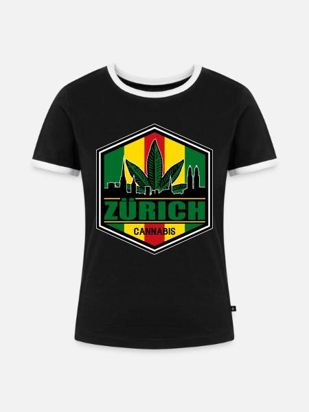 Cannabis - Frauen Kontrast-T-Shirt - Schwarz/Weiß