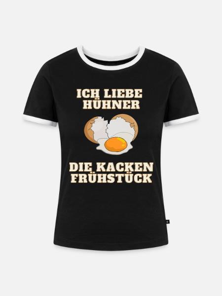 Funny Chicken Spruch - Frauen Kontrast-T-Shirt - Schwarz/Weiß