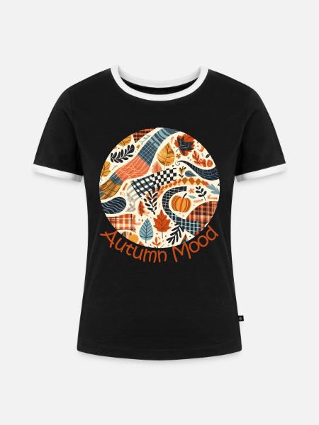 Autumn Mood - Frauen Kontrast-T-Shirt - Schwarz/Weiß