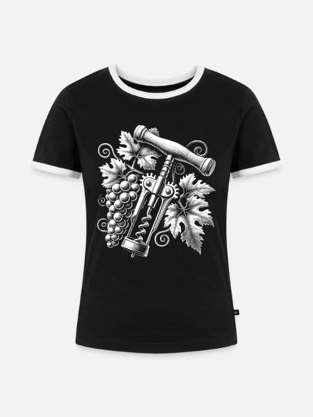 Weintraube - Frauen Kontrast-T-Shirt - Schwarz/Weiß