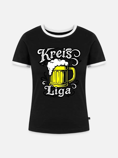 Kreisliga Bier Spruch - Frauen Kontrast-T-Shirt - Schwarz/Weiß
