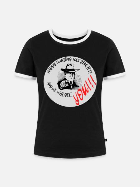 Happy Hunting! - Frauen Kontrast-T-Shirt - Schwarz/Weiß