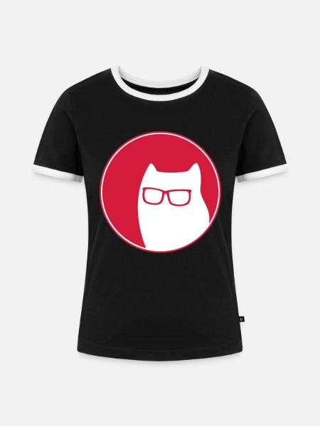 Smart Kitty - Frauen Kontrast-T-Shirt - Schwarz/Weiß