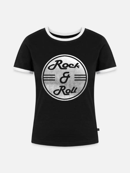 Rock & Roll - Frauen Kontrast-T-Shirt - Schwarz/Weiß