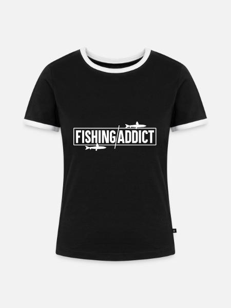 Fishing Addict - Fishing - Frauen Kontrast-T-Shirt - Schwarz/Weiß