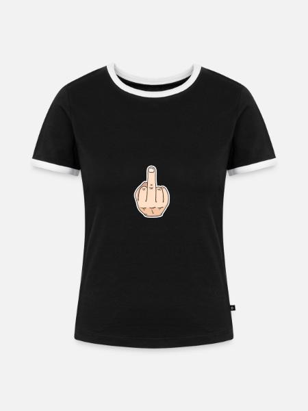 Mittelfinger - Frauen Kontrast-T-Shirt - Schwarz/Weiß