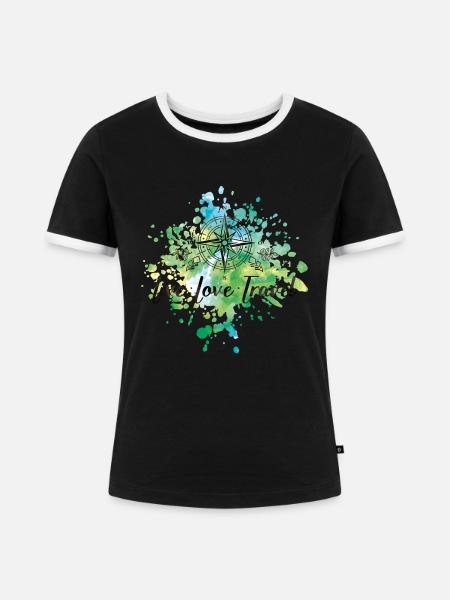 travel live love - Frauen Kontrast-T-Shirt - Schwarz/Weiß