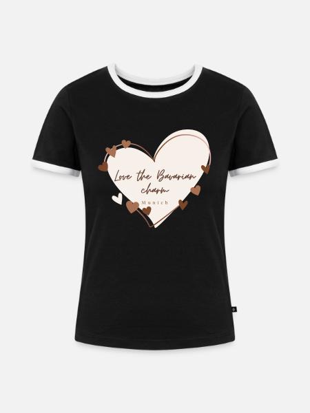 Lieben Sie den bayerischen Charme - Frauen Kontrast-T-Shirt - Schwarz/Weiß