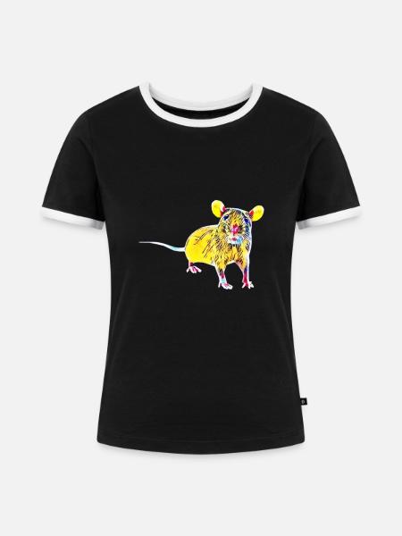 Ratte - Frauen Kontrast-T-Shirt - Schwarz/Weiß
