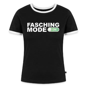 Fasching - Frauen Kontrast-T-Shirt - Schwarz/Weiß - Vorne - Selfina (174cm)