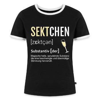 Sekt Spruch Für Sektliebhaber - Frauen Kontrast-T-Shirt - Schwarz/Weiß - Vorne - Selfina (174cm)