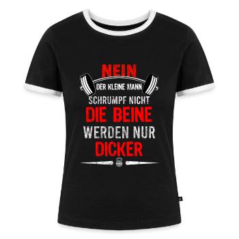 Bodybuilding Vorurteil Gym T-shirt Lustig - Frauen Kontrast-T-Shirt - Schwarz/Weiß - Vorne - Selfina (174cm)