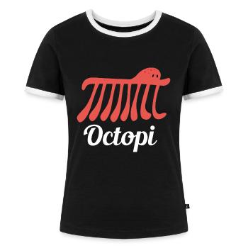 Octopi Mathe Mathematik Lehrer Math Wissenschaft - Frauen Kontrast-T-Shirt - Schwarz/Weiß - Vorne - Selfina (174cm)
