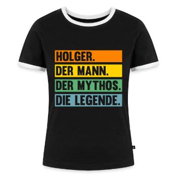 Holger - Frauen Kontrast-T-Shirt - Schwarz/Weiß - Vorne - Selfina (174cm)