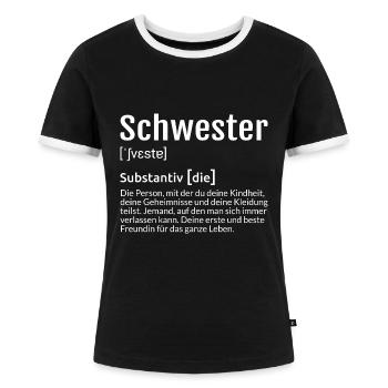Schwester Definition - Frauen Kontrast-T-Shirt - Schwarz/Weiß - Vorne - Selfina (174cm)