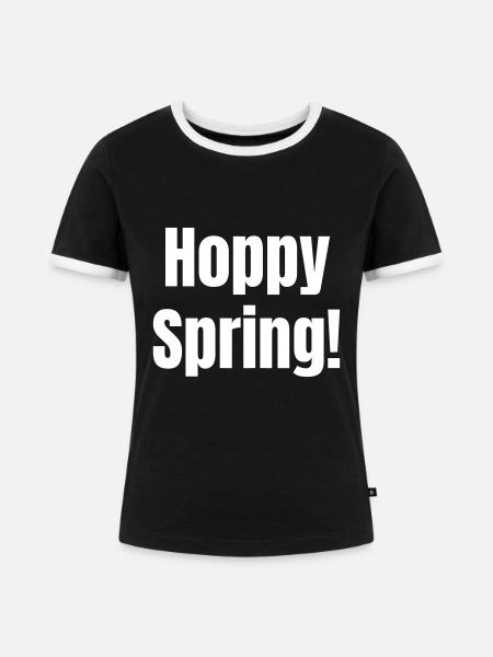 Hoppy Spring - Frauen Kontrast-T-Shirt - Schwarz/Weiß