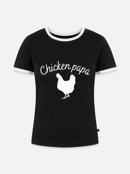 Chicken Papa - Frauen Kontrast-T-Shirt - Schwarz/Weiß