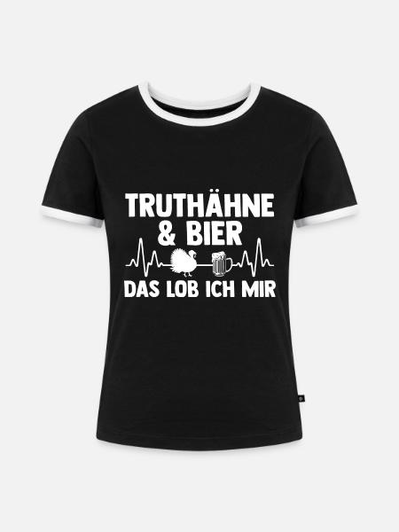 Bier Truthuhn Truthahn - Frauen Kontrast-T-Shirt - Schwarz/Weiß