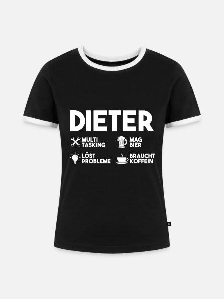 Dieter - Frauen Kontrast-T-Shirt - Schwarz/Weiß