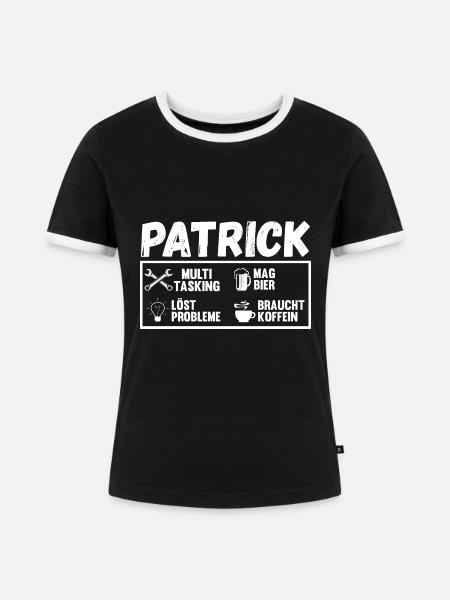 Patrick - Frauen Kontrast-T-Shirt - Schwarz/Weiß