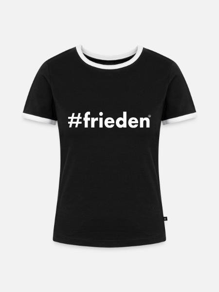 Frieden - Frauen Kontrast-T-Shirt - Schwarz/Weiß