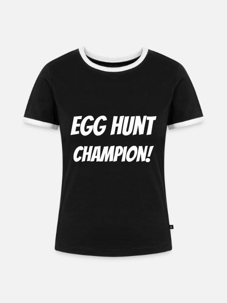 Egg hunt champion! - Frauen Kontrast-T-Shirt - Schwarz/Weiß