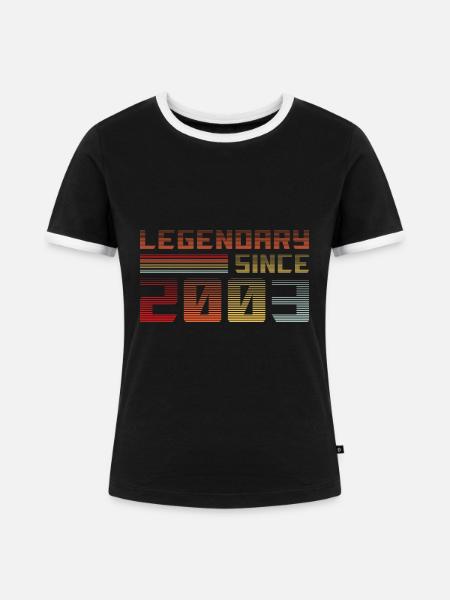 Legendär seit 2003 - Frauen Kontrast-T-Shirt - Schwarz/Weiß