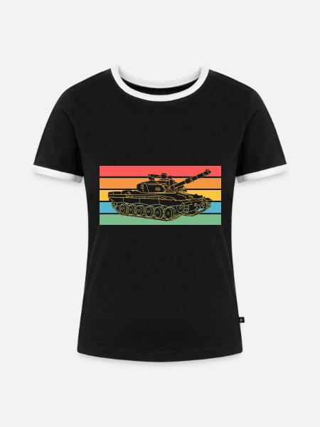 Panzerfahrer Soldat Retro Panzer - Frauen Kontrast-T-Shirt - Schwarz/Weiß